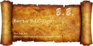 Berta Bálint névjegykártya